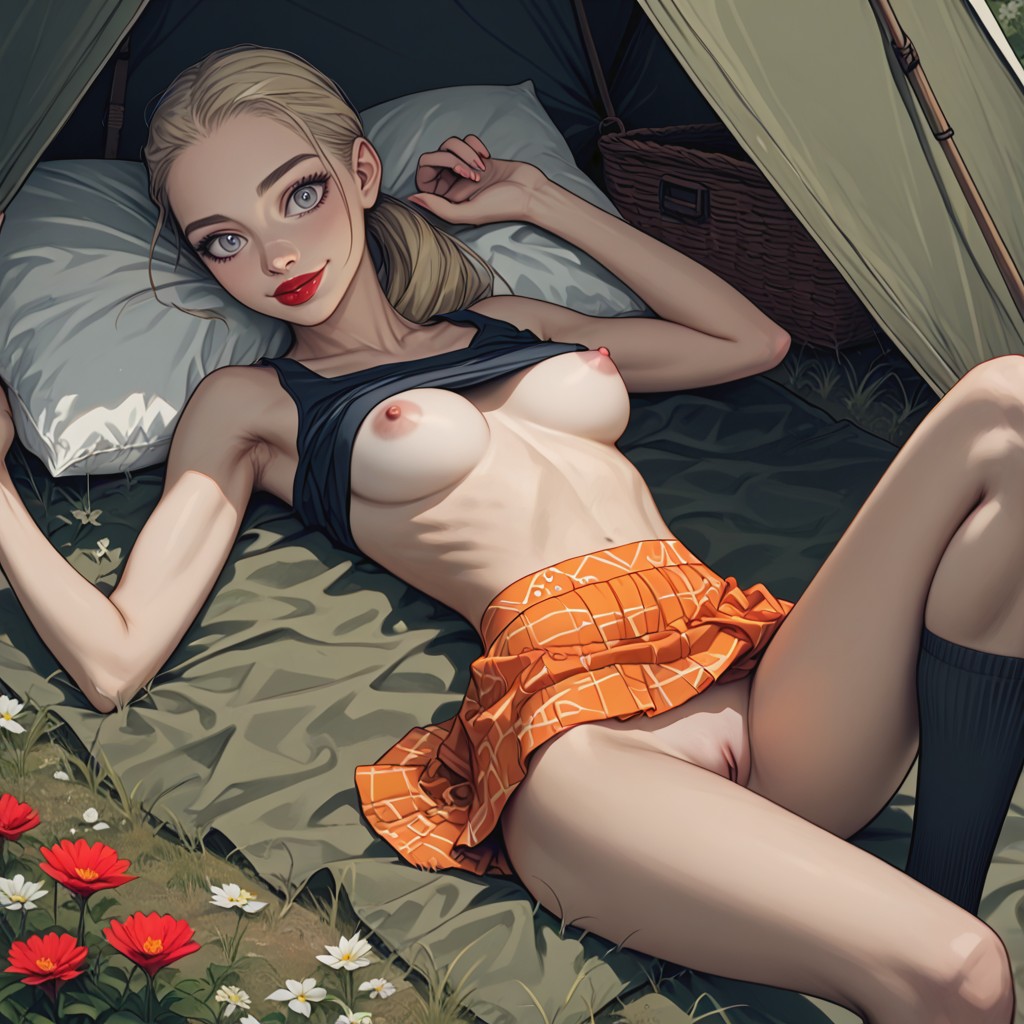 Head On Pillow, Photorealistic, Long Ponytail Hair Hentai AI Porn