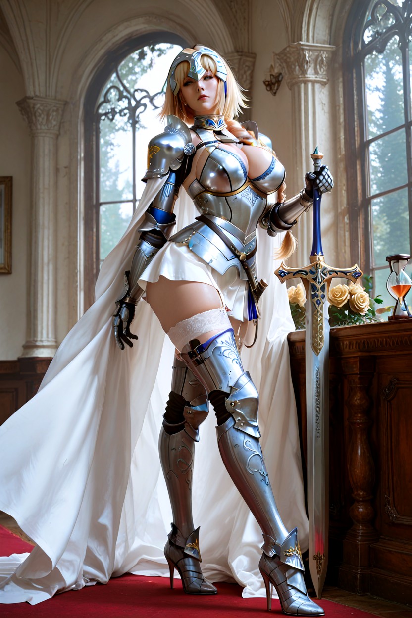 Elegant Princess Knight Design, Cosplay, Long Braided Ponytail Hentai AI Porn