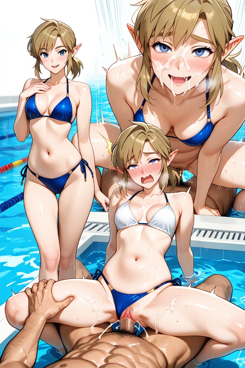 Blush, Blonde Hair, Bikini Hentai AI Porn