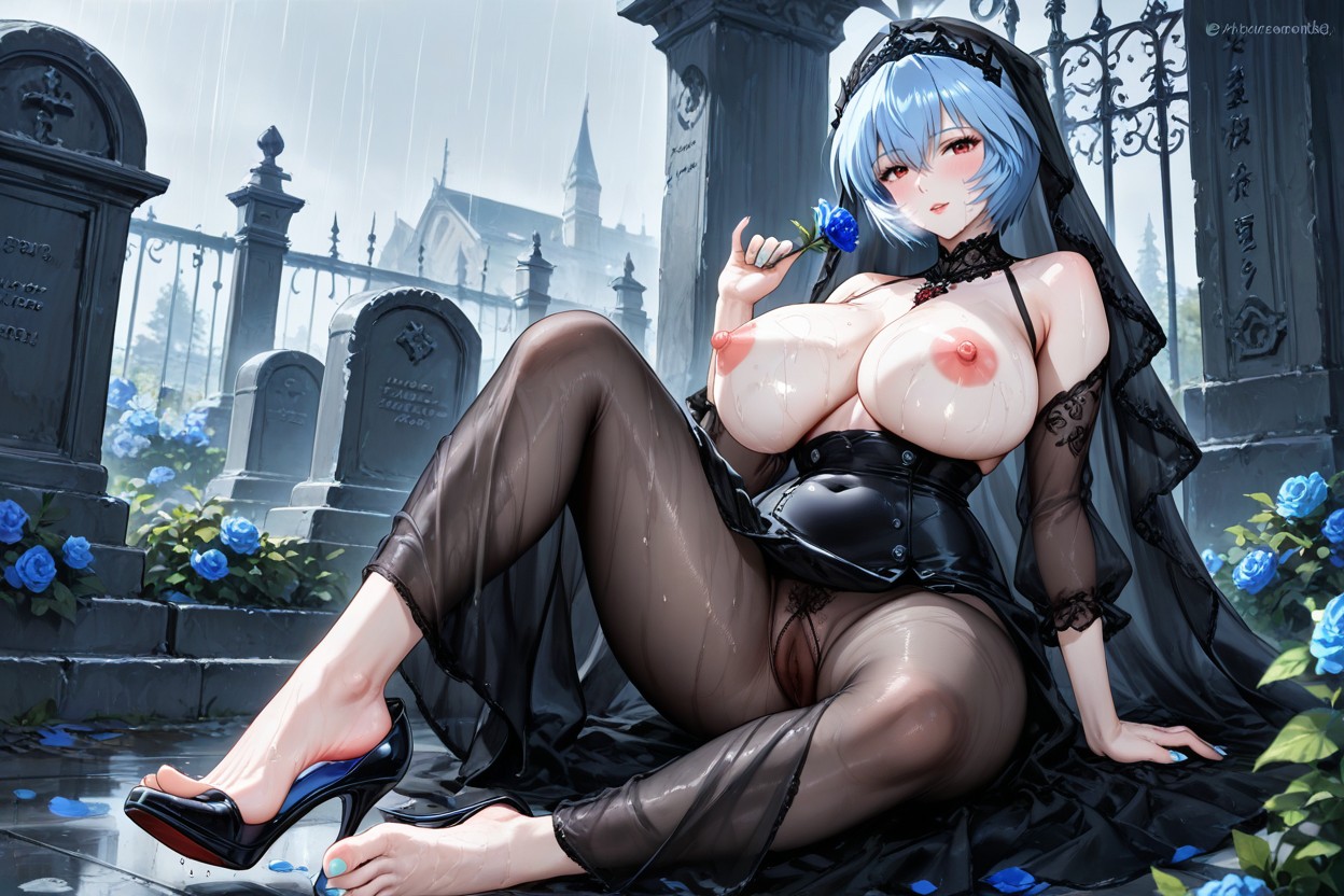 Light Blue Toenails, Long Toes, Inviting To Sex Hentai IA