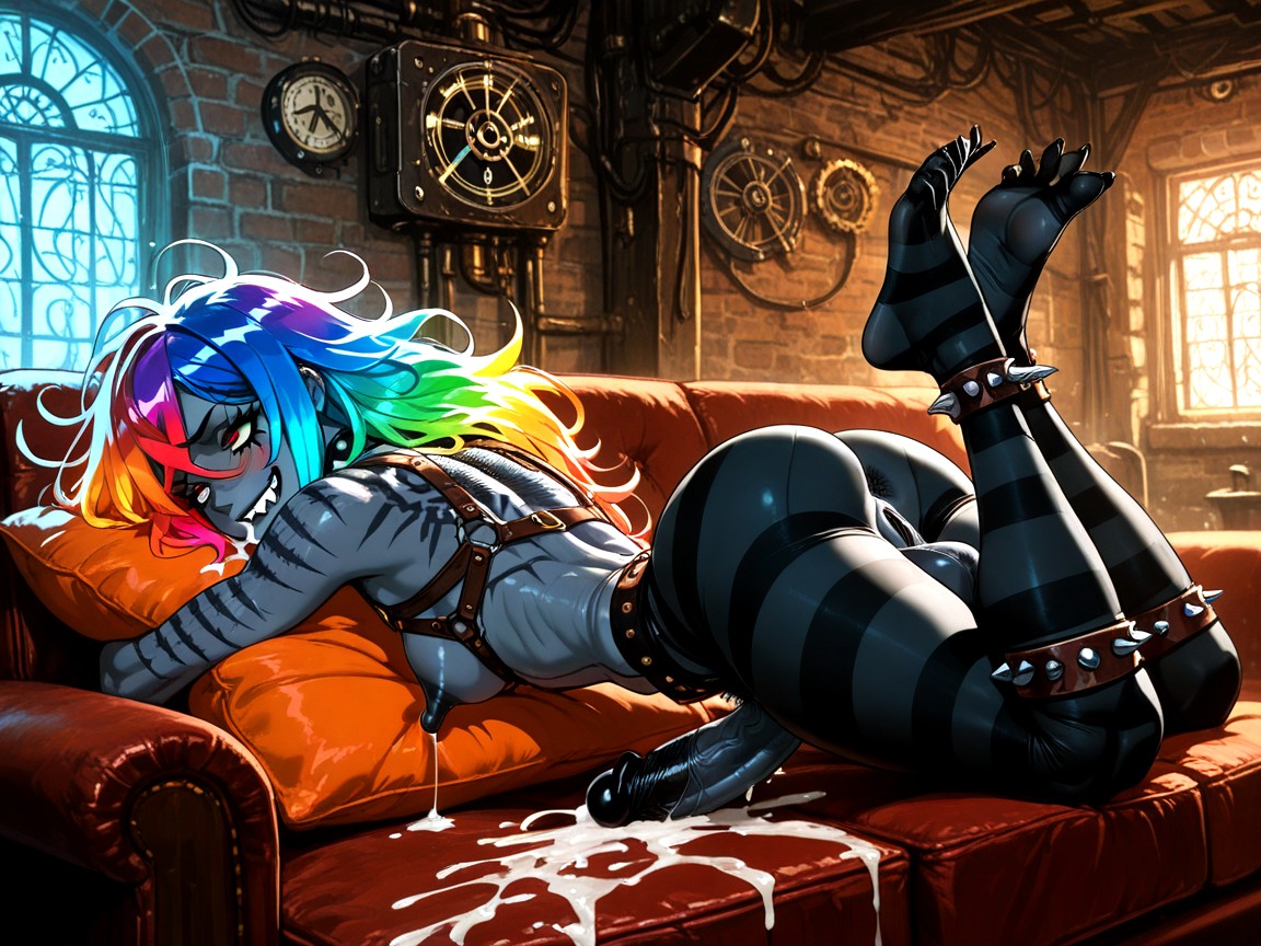 Black Pussy, Rainbow Eyes, Biting Lip Hentai AI Porn