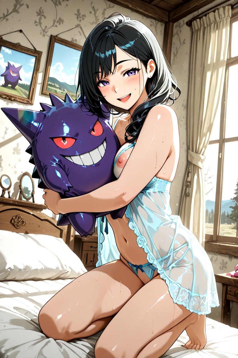 Looking At Viewer, Skinny, Sitting On Knees Hentai AI Porn