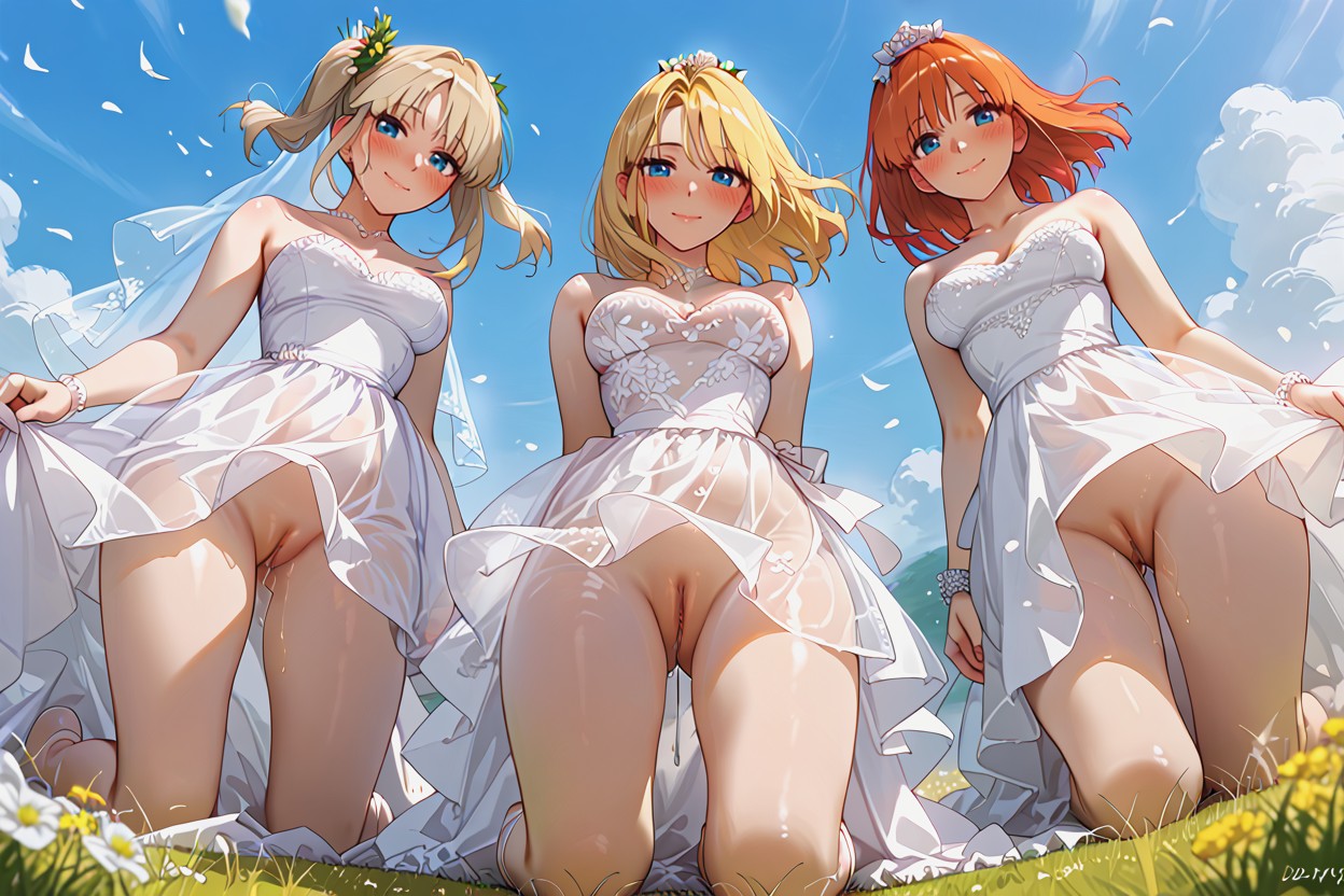 Skirt, Embarrassed, Grassy Area Hentai AI Porn