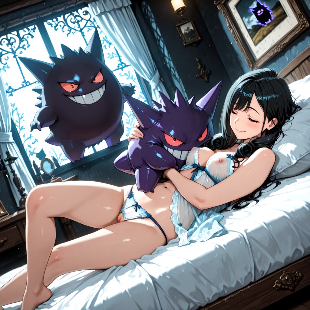 Long Black Hair, Dim Lighting, Dutch Angle Hentai IA