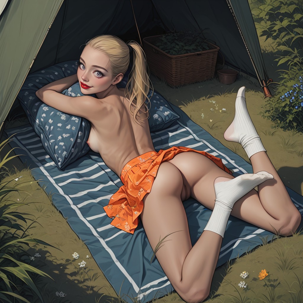 Gluteals, Lying On Stomach On Towel, Photorealistic Hentai AI Porn