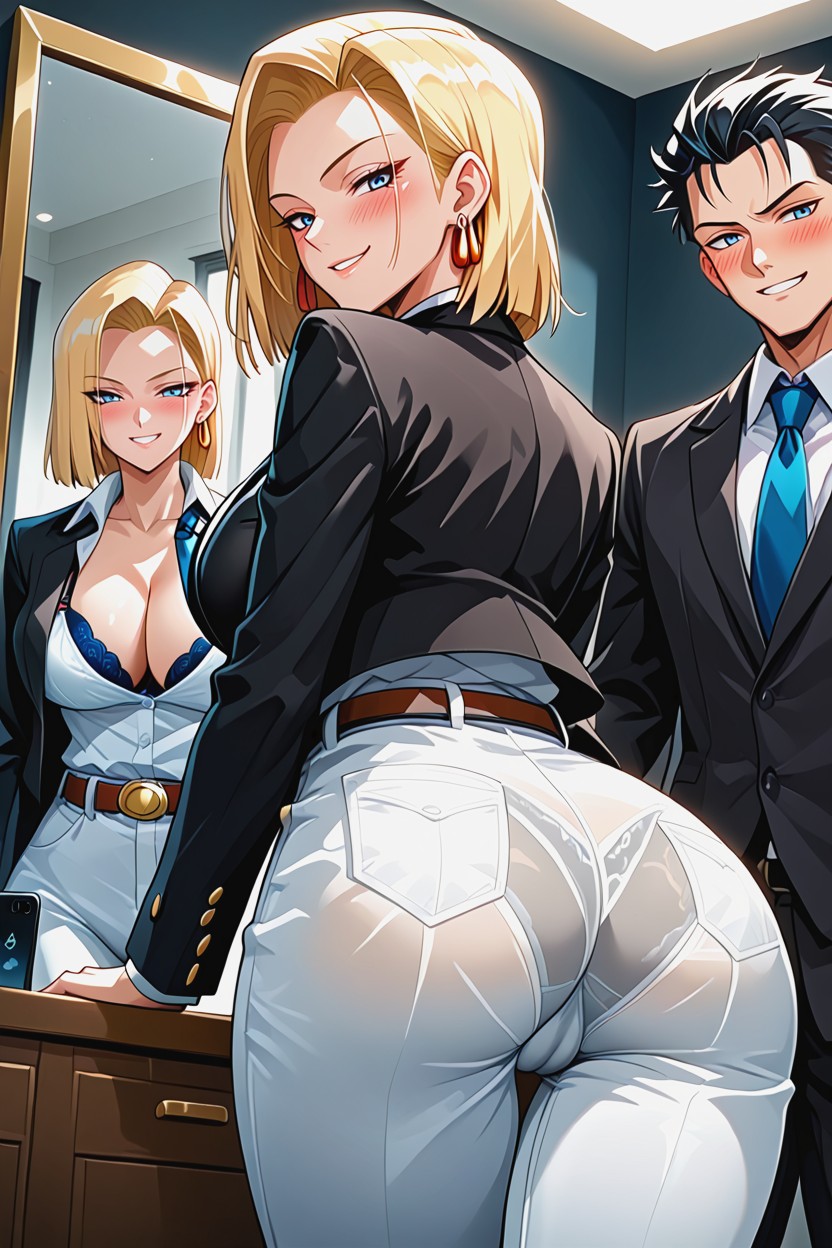 Looking_back, Blue_eyes, Earrings Hentai AI Porn