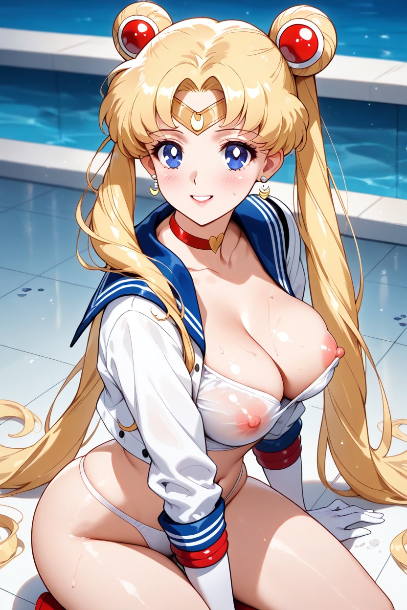 Desabotonado, Looking At Viewer, White Cropped Jacket Hentai IA