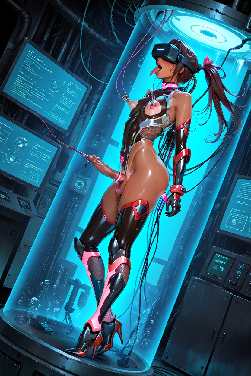 Sci-fi Mechanical Sex Machine Ass Fuck, Front And Side View, Veiny Cock Hentai IA