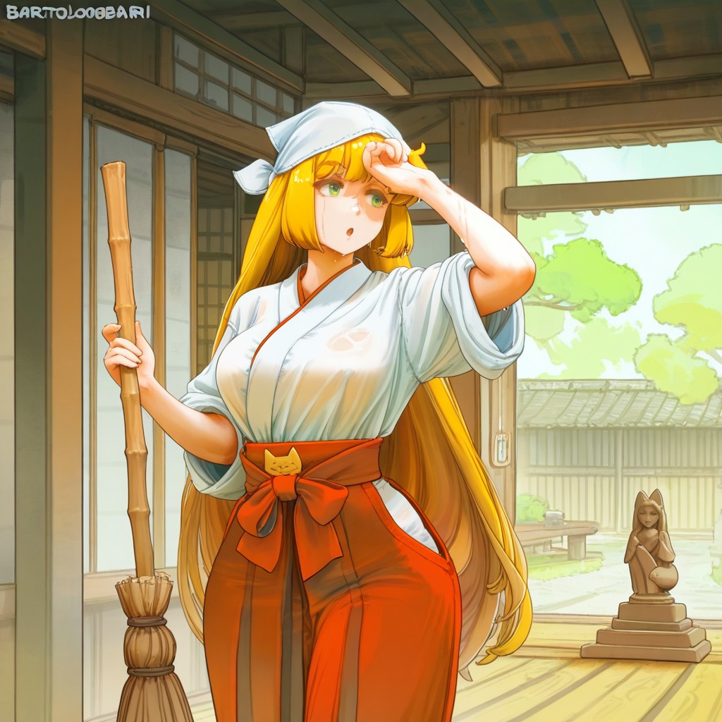 Air Puff, Looking At Statue, Broom Hentai IA