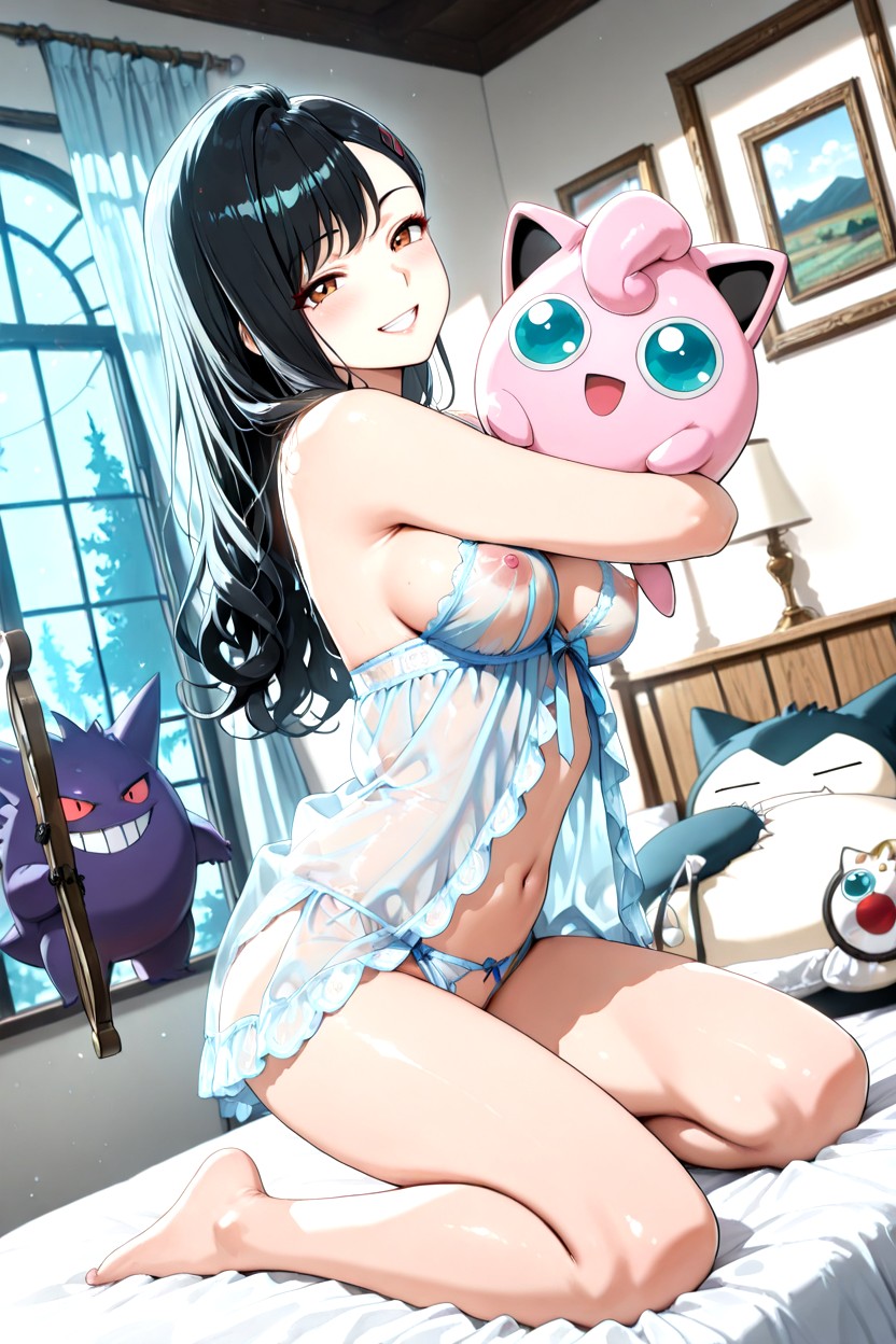 Night Time, Plano Mediot, Countryside Mountains And Hill Scenery On Window Hentai IA