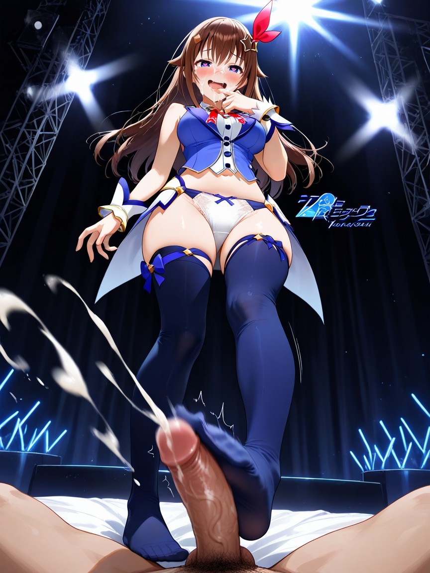 Wearing Navy Thighhigh Socks, Perfect Skin, Motion Blur Hentai AI Porn