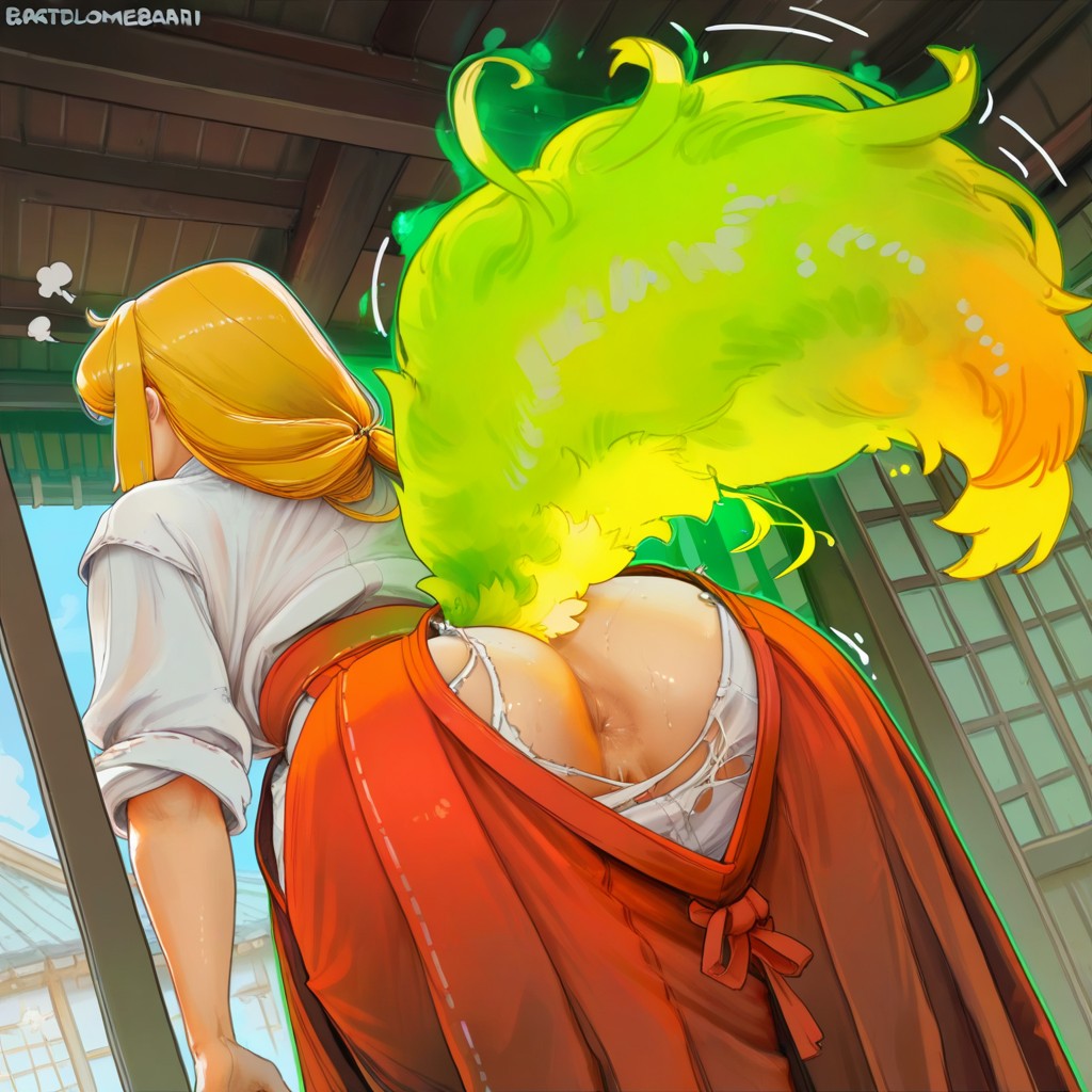 Green Magic Flow, Side View, Anus Hentai AI Porn