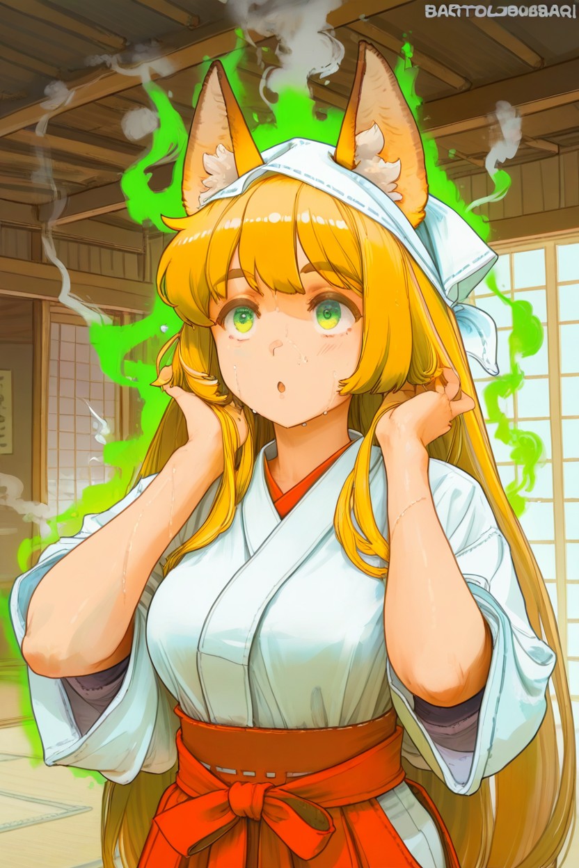 Hands Up, Green Eyes, Green Magic Flow Hentai AI Porn