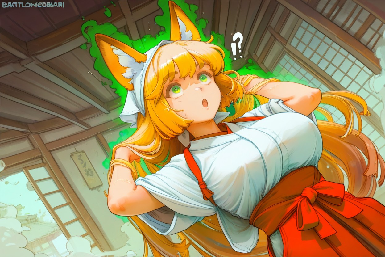 Gasp, Very Long Hair Hime Haircut, Green Outline Hentai IA