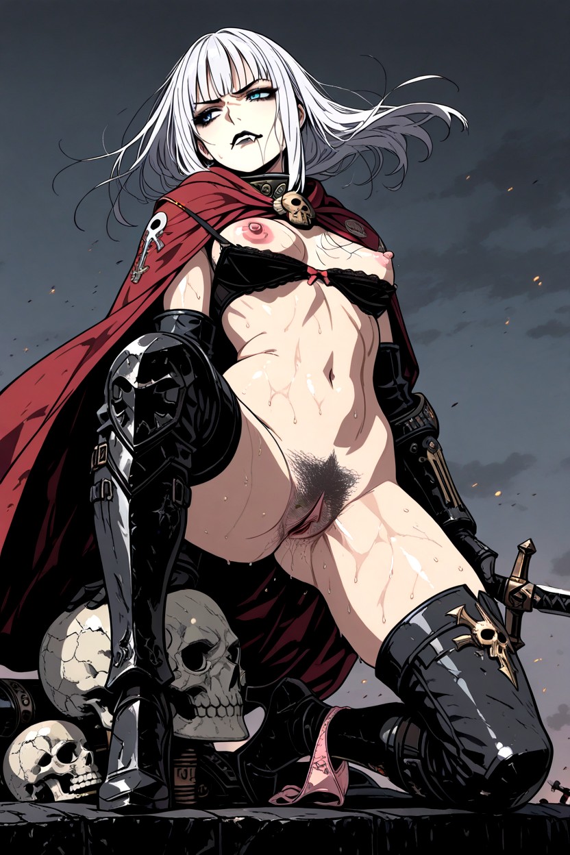 Gleaming Skin, Exposed Navel, Black Eyeshadow Hentai IA