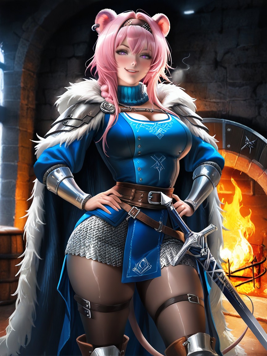Symbolic Silver Arm Rings On Leather Bracers Leather Boots, Perfect Fingers, Utility Belt Hentai IA