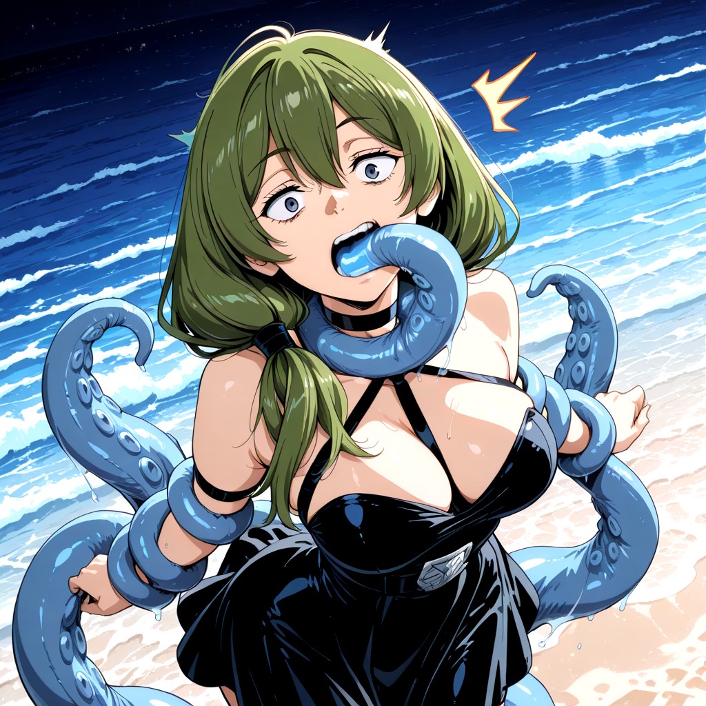 Night Time, A Choker Collar With Connected Chest Straps, 25+ Hentai AI Porn