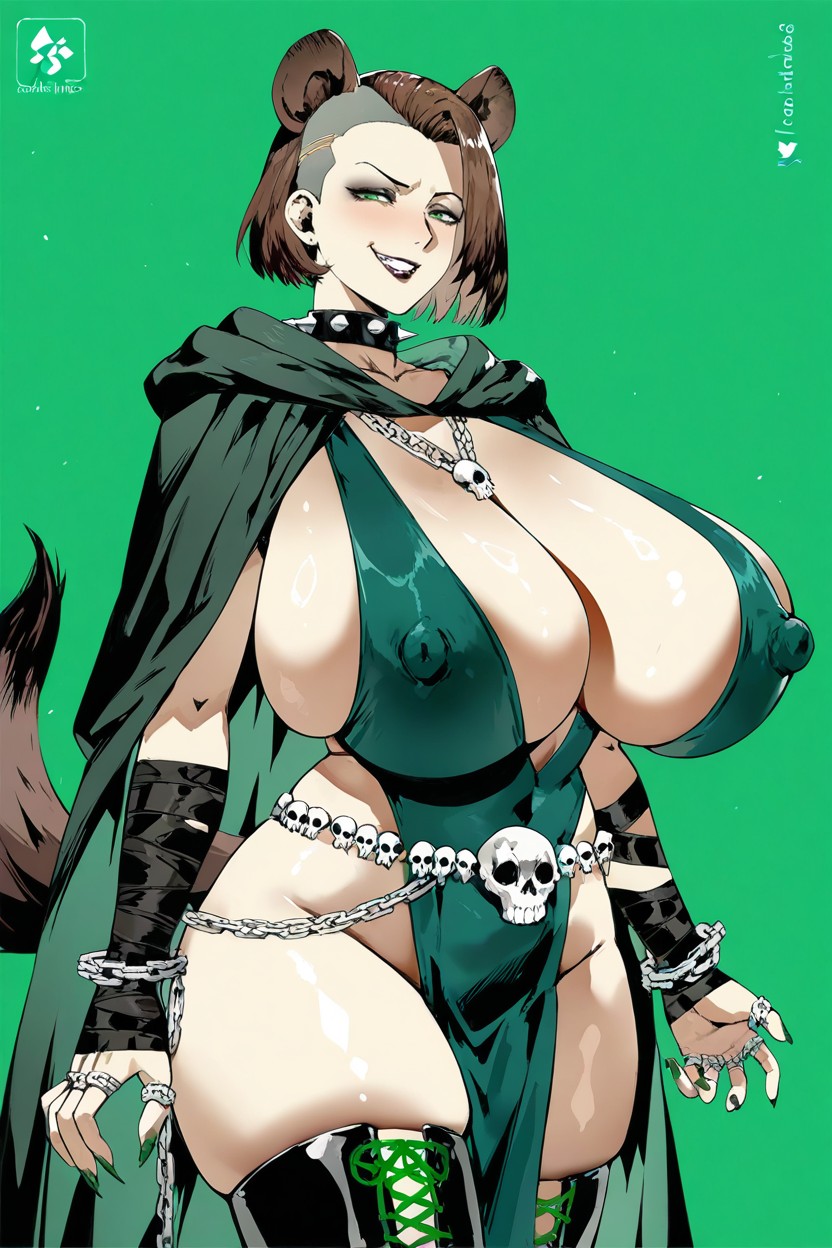 Spiky Collar, Light Skin African, Detailed Face Hentai IA
