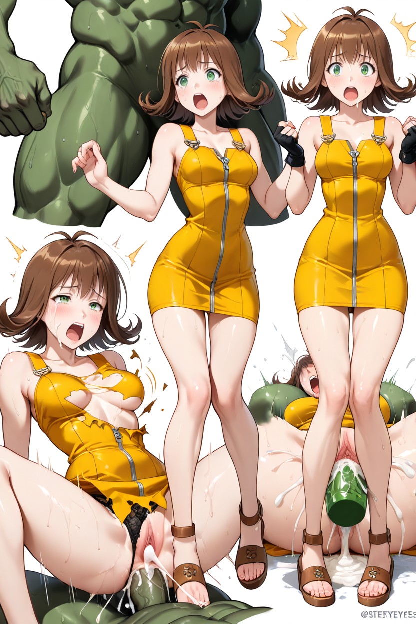 Heavy Linework, Sorprendida, White Background Hentai IA