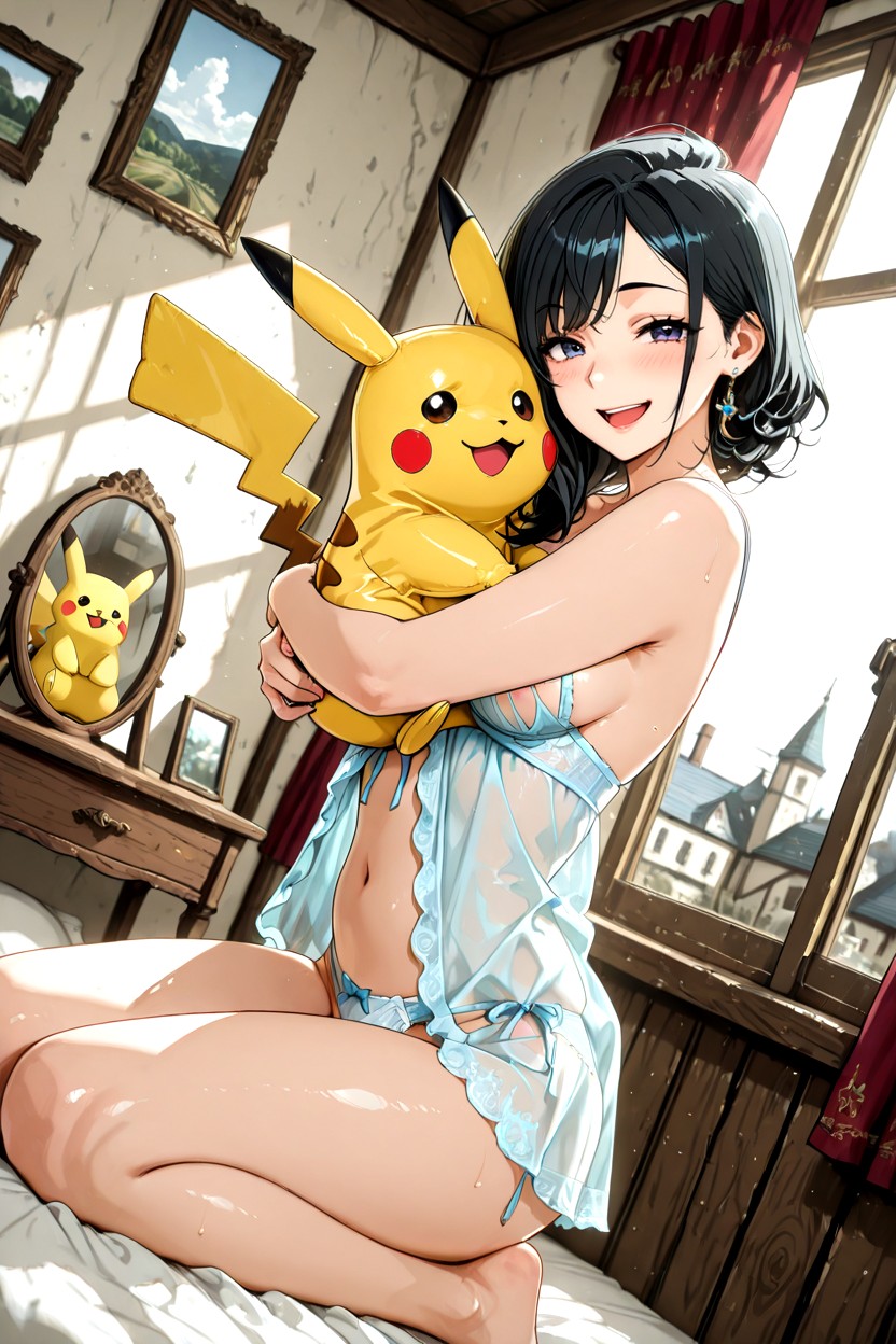 Culo Pequeño, Plano Mediot, Breast Nipples Visible Behind Clothes Hentai IA