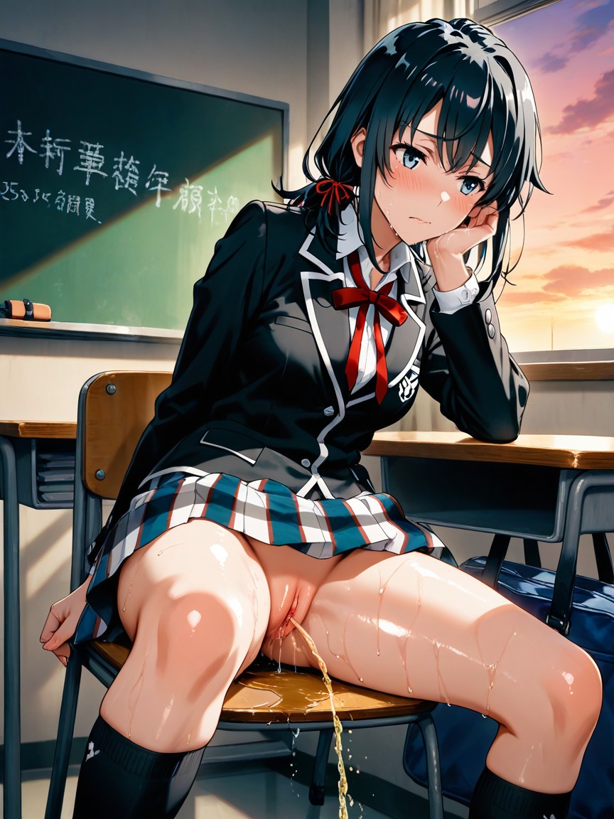 Blush, Head Rest, Sitting On Chair Hentai AI Porn