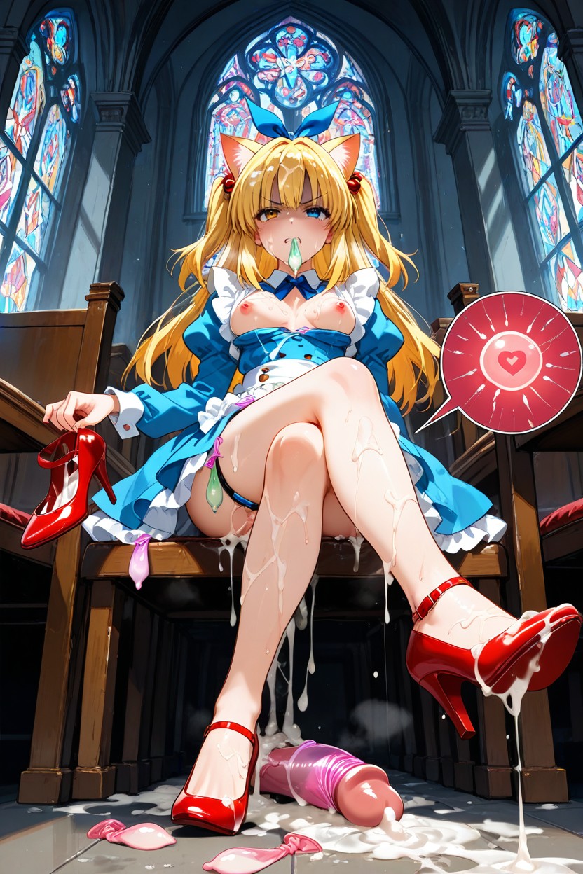 Slutty Red Heels, Annoyed, A Lot Ring Used Condom Thigh Circumference Hentai AI Porn