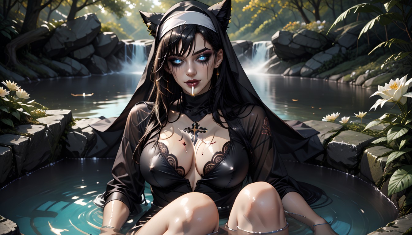 Nun, Front View, Breasts Exposed Hentai AI Porn