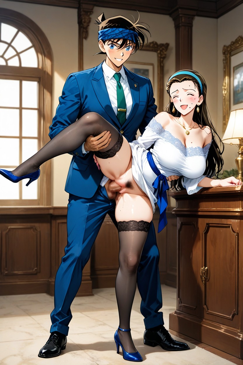 Wooden Paneling, Female Pubic Hair, Green Tie Hentai AI Porn