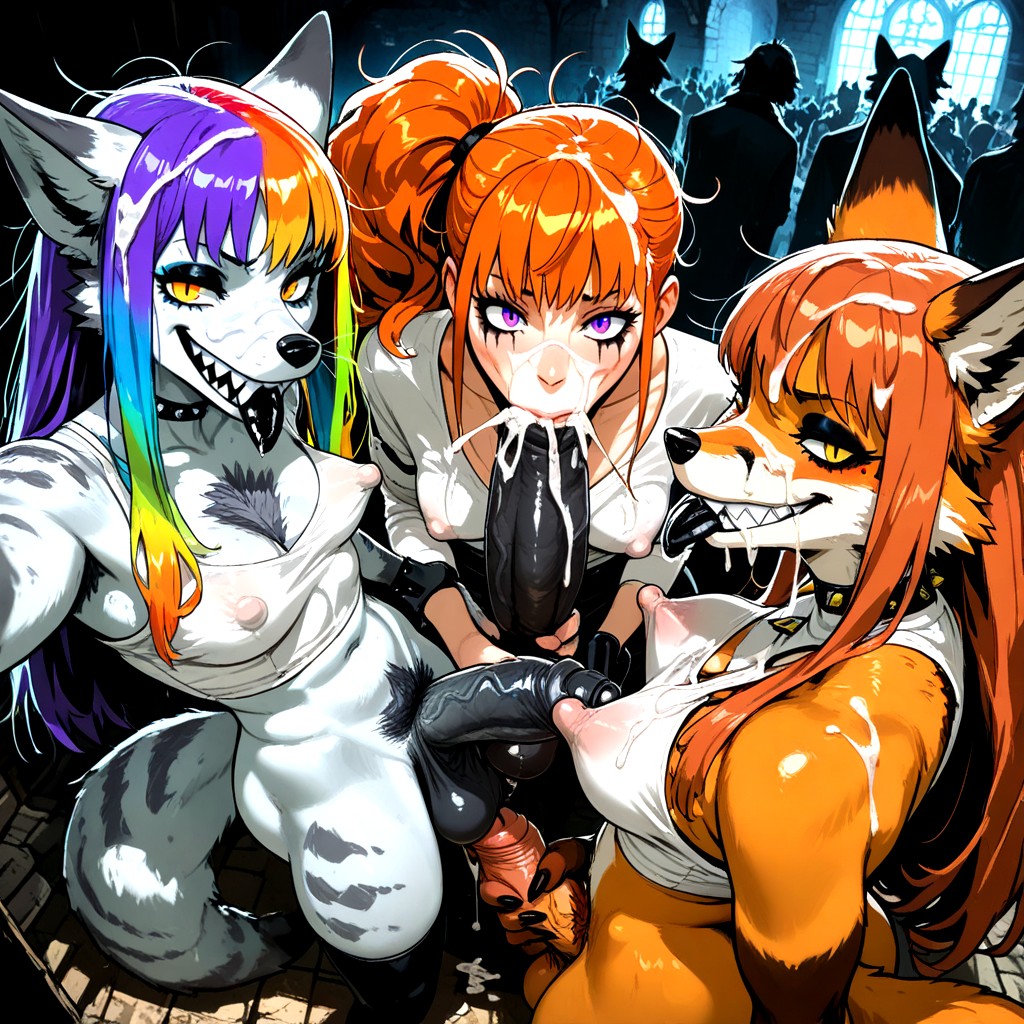 Group, Side Ponytail, Fox Hentai AI Porn
