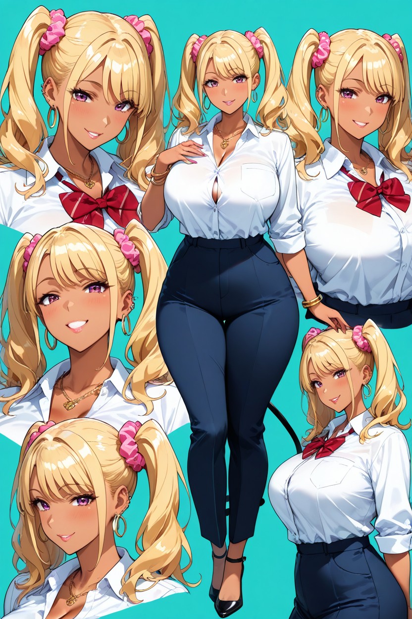 Twin Tails Hairstyle, Stylish Look, Full Lips Hentai AI Porn