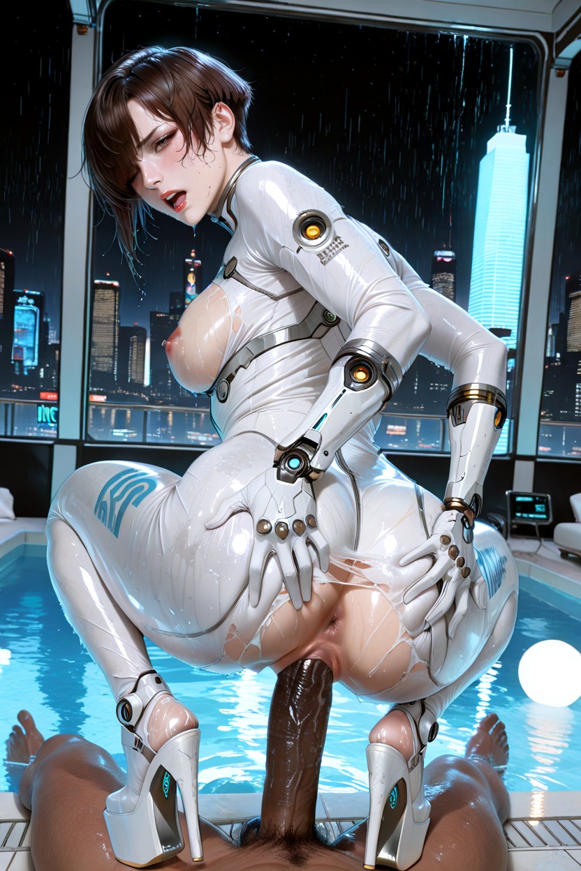Very Short Hair, Evie From Stellar Blade Bloodrain, Evie Is A Tomboy Woman With Brown Eyes & Fit Body Hentai AI Porn
