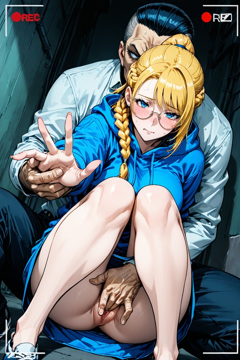 Blonde Hair, Looking At Viewer, Large Round Glasses Hentai IA