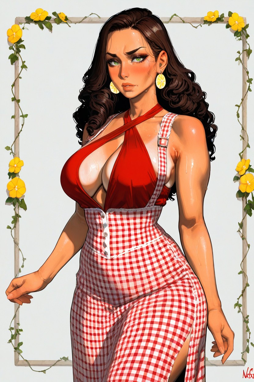 Pechos Redondeados, Thick Clean Lineart With Color-coordinated Outlines, Longitud Media Hentai IA