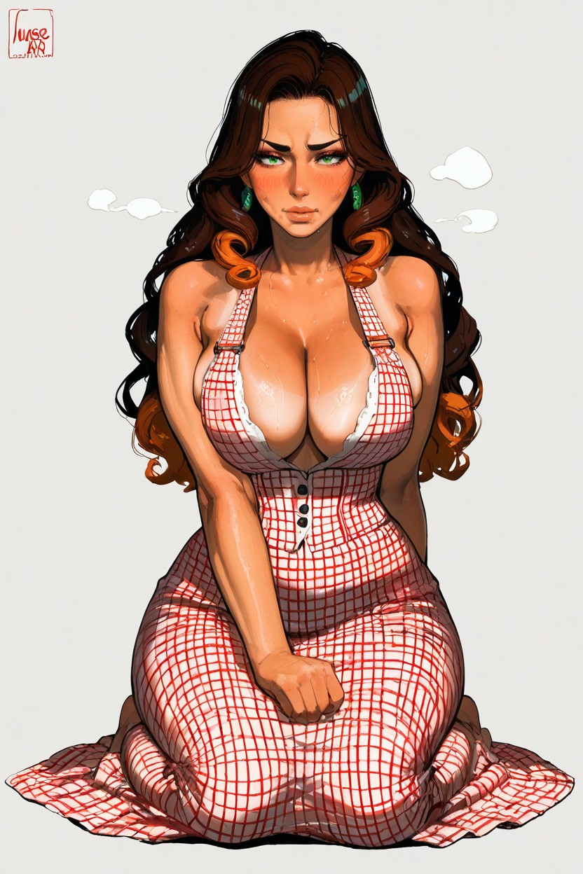 High Contrast Between Light And Shadow Areas, Straight Nose And Well-defined, Highly Expressive Light Hazel-green Eyes Hentai IA
