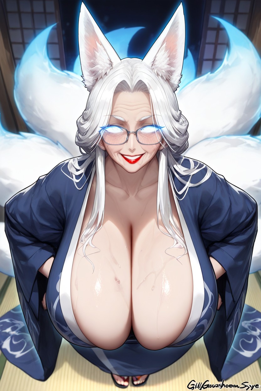 Old Looking Face, Gigantic Hyper Saggy Breasts, Gilf Hentai IA