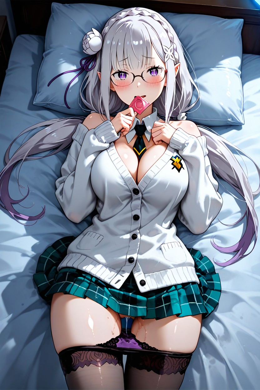 Thigh Gap, Dripping Pussy Juice Stain, Glasses Hentai IA