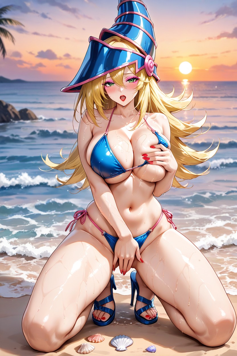 At The Beach, Snatched Waist, Mouth Open Hentai IA