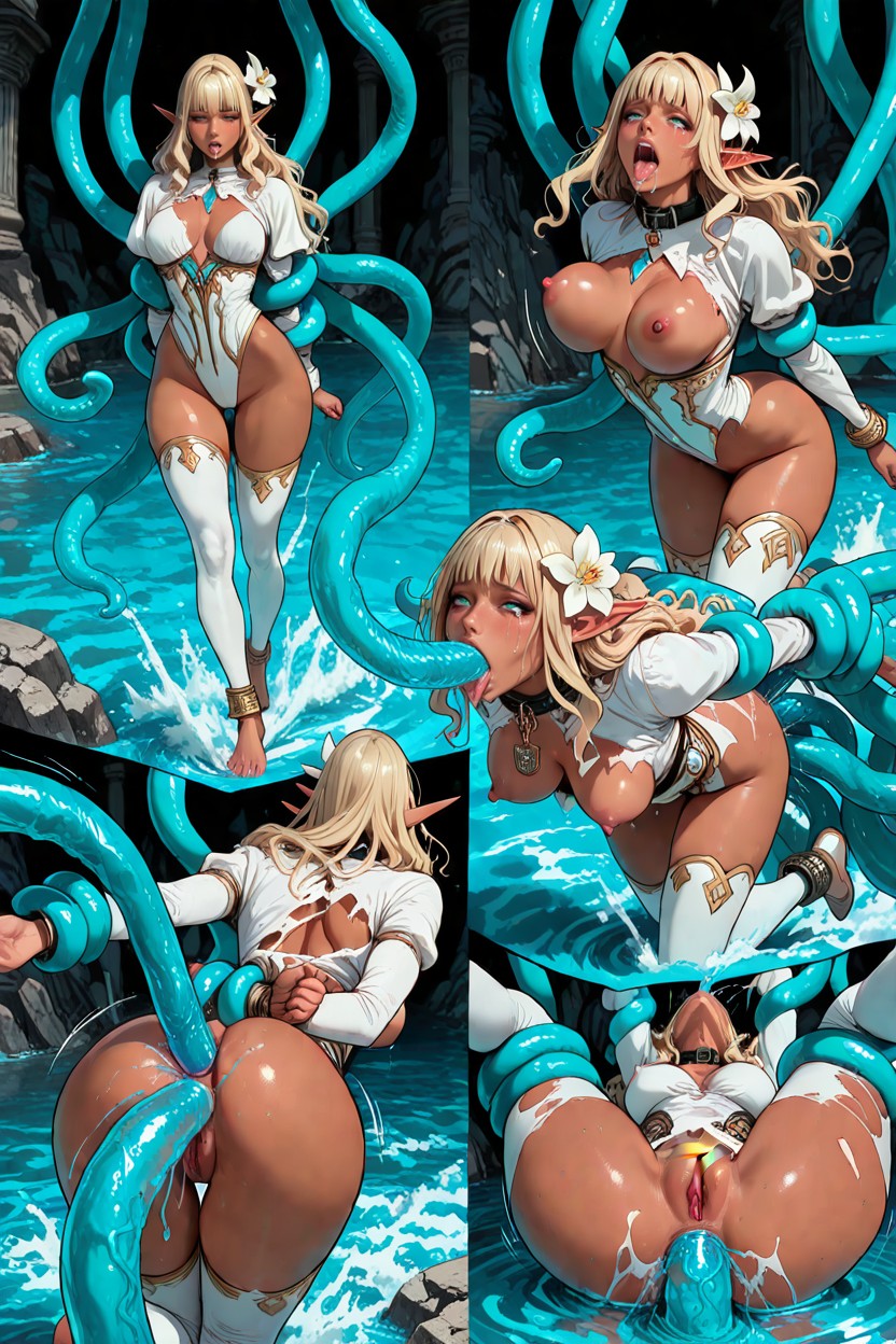 Rock Stone Underground Cavern Setting, Multiple Views, Hyper Mega Rolled Eyes Hentai IA