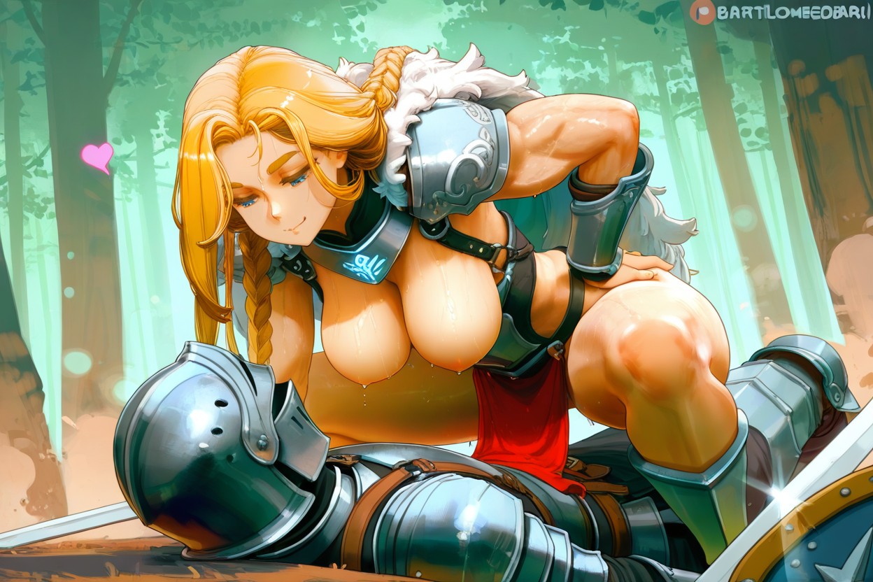Sword, Fur Cape, Muscular Body Hentai IA
