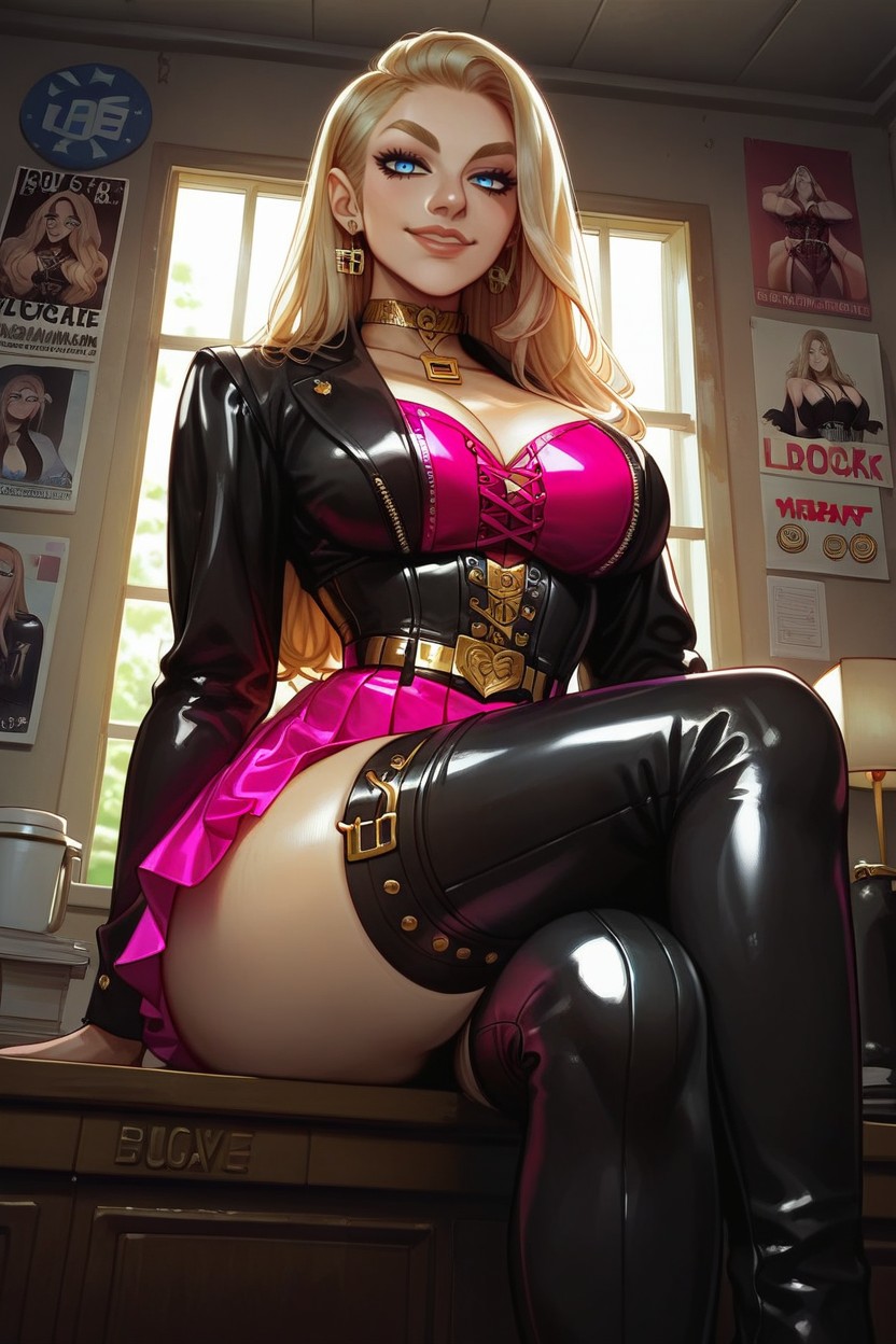 Black Garter Belt, Latex Thigh Boots, Smarty And So Sexy Hentai AI Porn