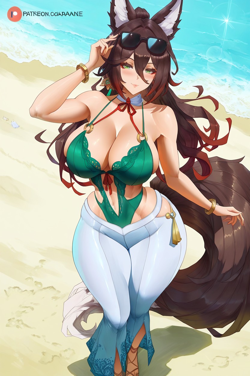 Solo, Wearingblack Oversized Designer Sunglasses, Glossy Hentai IA