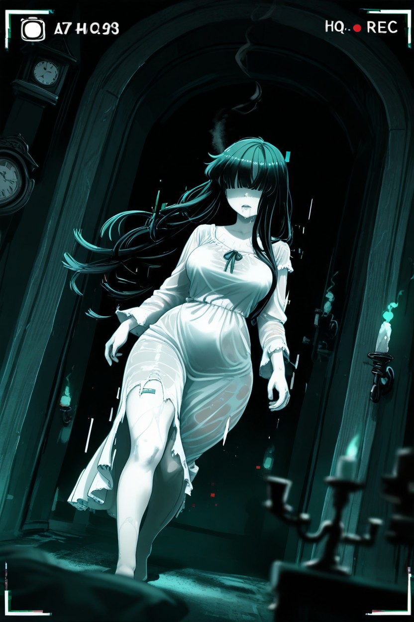 Saliva, Chromatic Abberation Effect, Floating Hair Strands Hentai IA