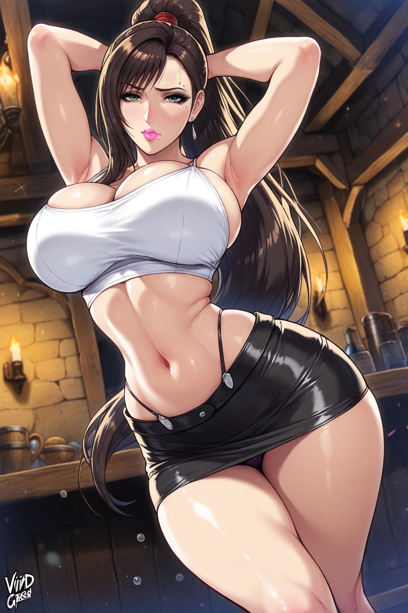 Exposed Midriff, Big Bimbo Lips, Bare Arms Hentai AI Porn
