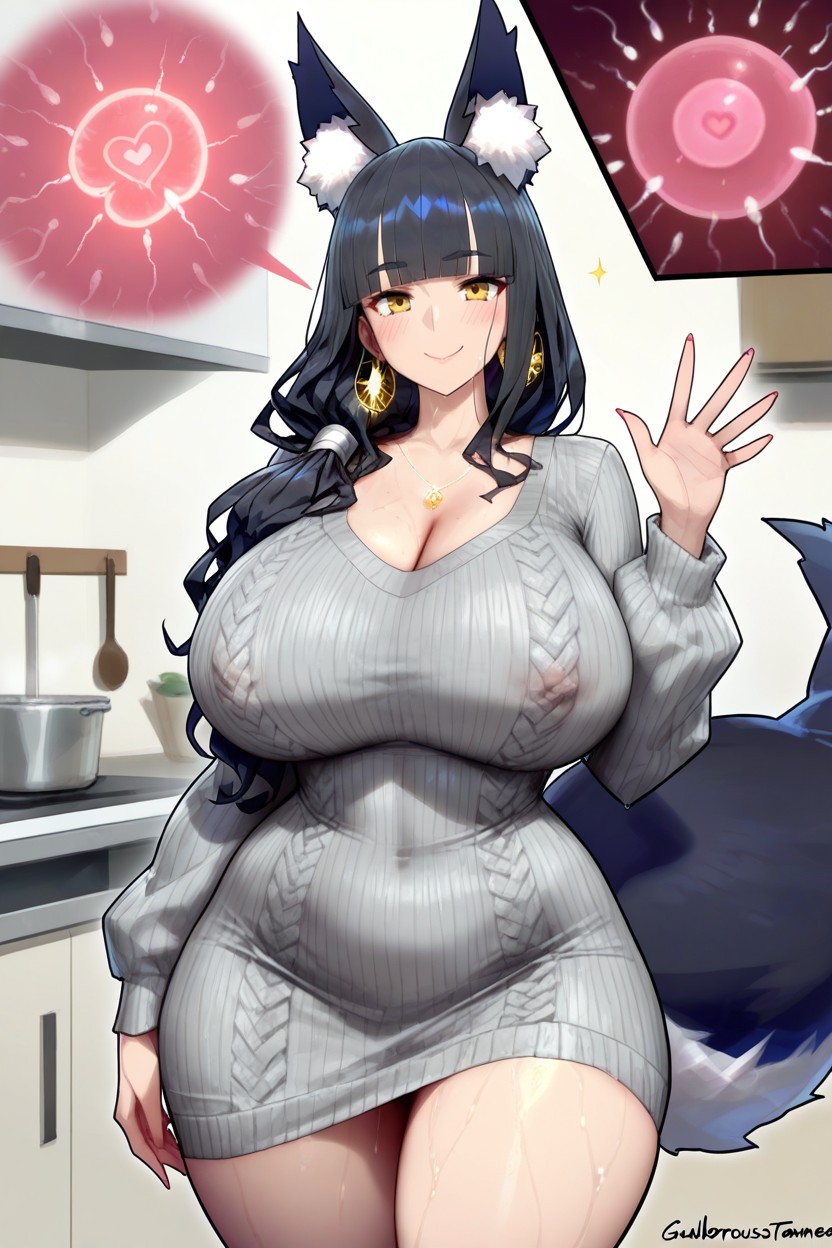 Slightly Toned, Super Voluptuous, Blushing Hentai AI Porn