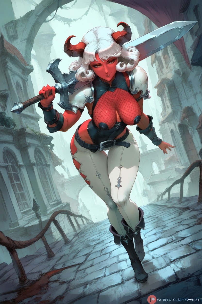 Smile, Black Sheer Top, Stubby Horns Hentai AI Porn