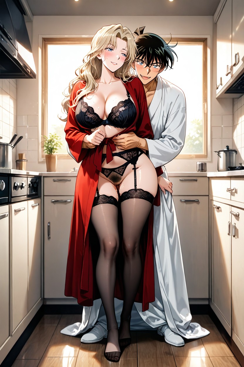 Horny, Black Hair, Black Stockings Hentai AI Porn
