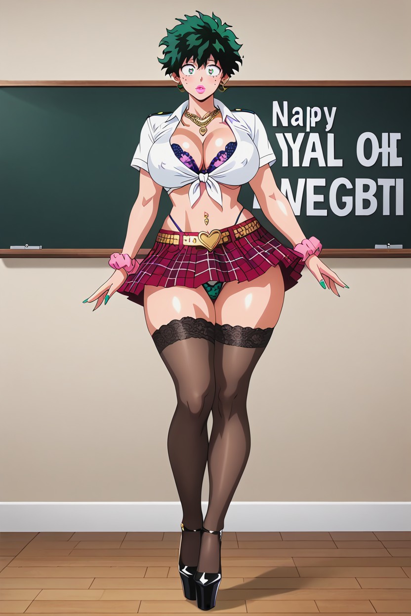 Pink Plaid Ultra Skirt, Bubble Butt, Wide Eyed Hentai AI Porn