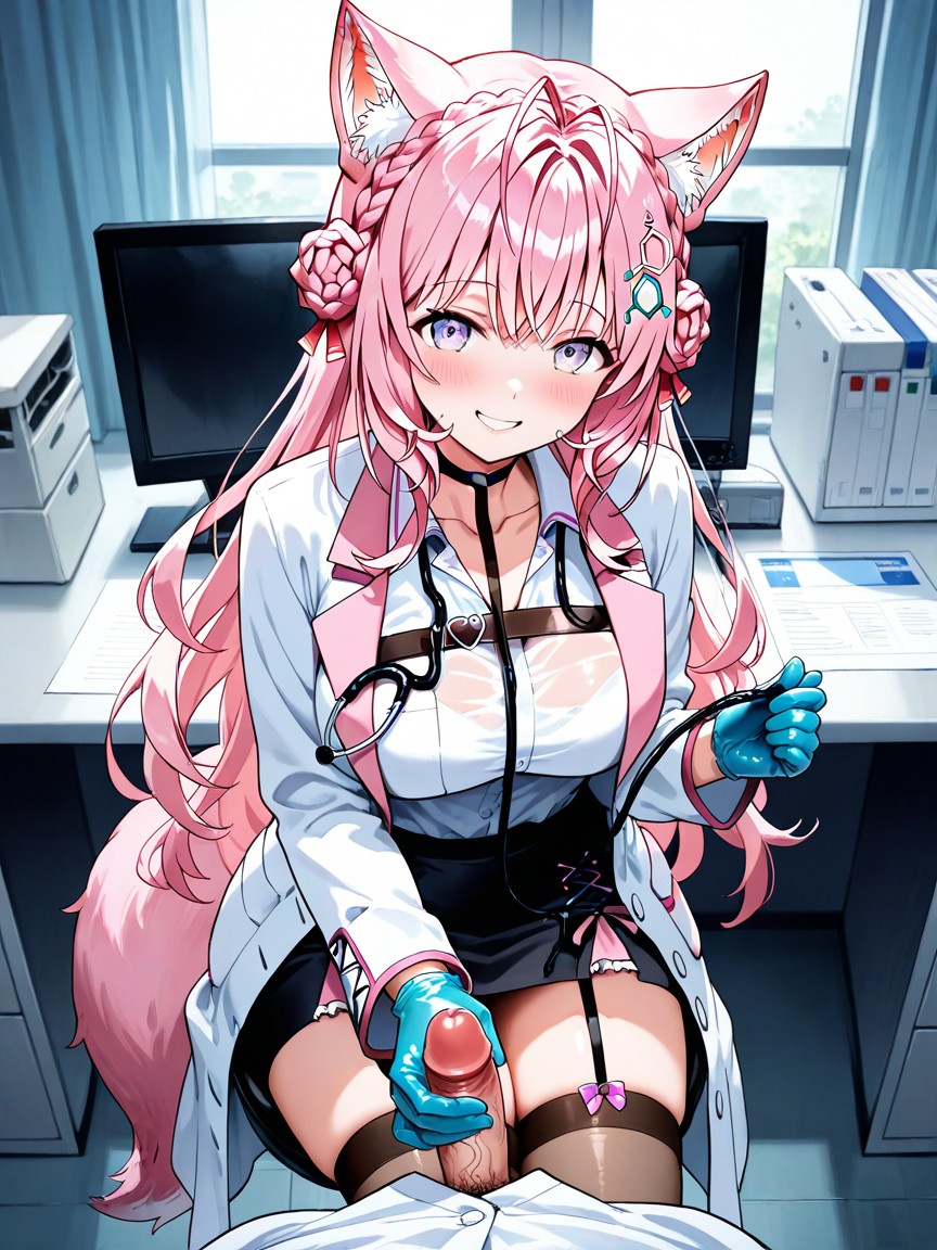 Detailed, Black High Heels, Wearing Rubber Gloves Hentai IA