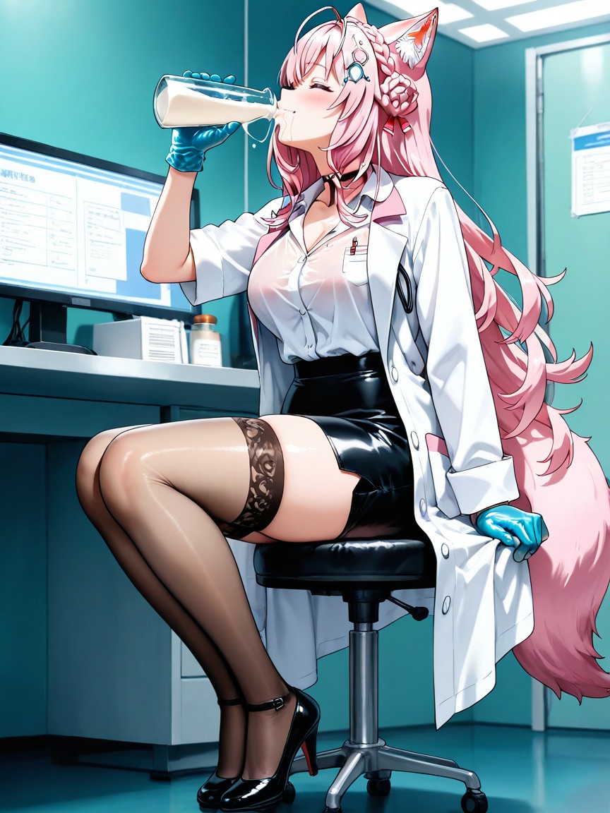 Desk On Monitor, Detailed, Black High Heels Hentai IA