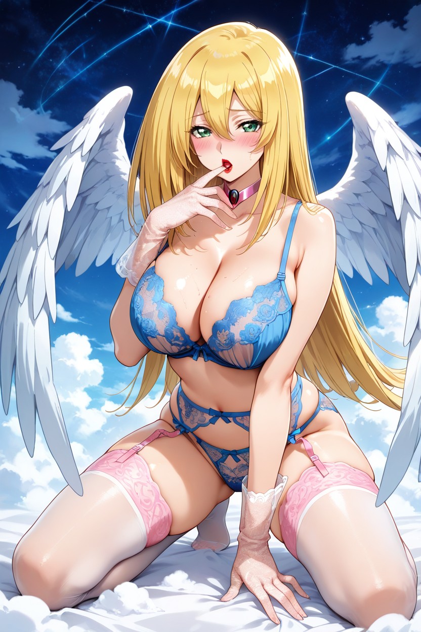 Blush, Hourglass Figure, Hair Touches The Ground Hentai IA